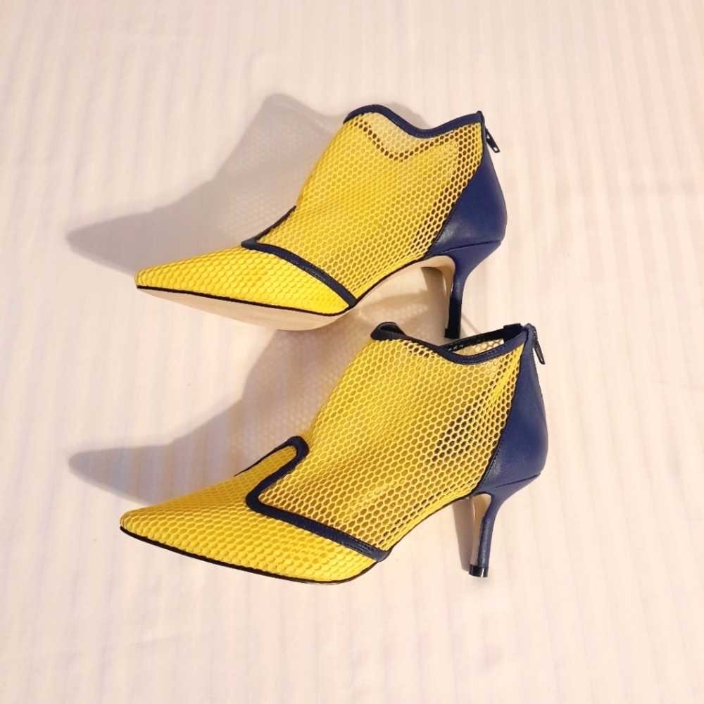 Mesh Booties Navy And Yellow Size 8 - Picture 8 of 10
